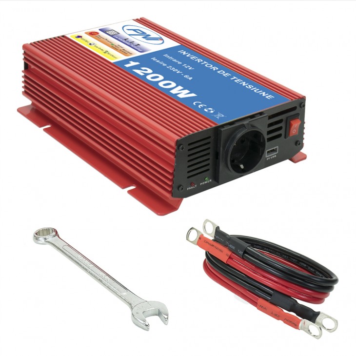 Invertor de tensiune pni l1200w alimentare 12v iesire 230v