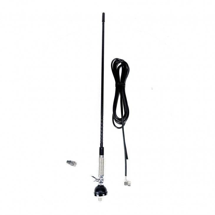 Antena cb pni s60 cu fluture, lungime 59 cm, cu montura, cablu si mufa pl259, fibra de sticla