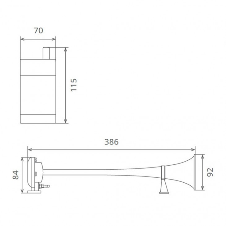 Claxon camion crom cu 1 goarna, marine, 24v 1a cu compresor