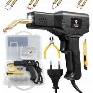 Pistol Profesional pentru lipit/sudat plastic, kit pentru repararea fisurilor din plastic, polipropilena, 400 capse de intarire, putere 50W, culoare Negru, Cod: AVX-WT-WG-X80