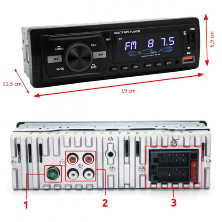 Player Auto dimensiune 1DIN, 4 x 50W, model AW1003, cu Bluetooth, Radio, MP3, AUX, Card, Telecomanda