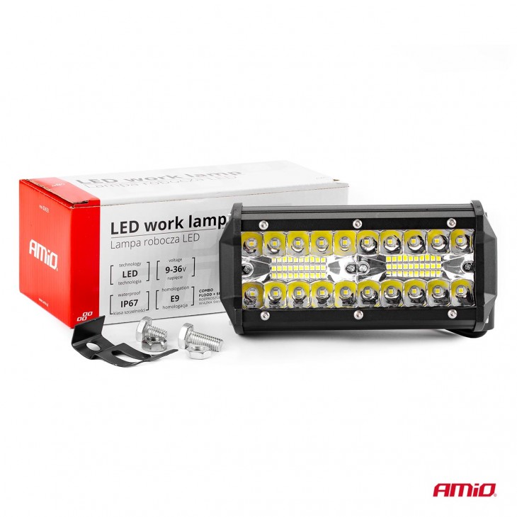 Proiector LED pentru Off-Road, ATV, SSV, cu doua fluxuri de lumina, culoare 6500K, 120W, tensiune 9 - 36V, dimensiuni 170 x 74 x 63 mm