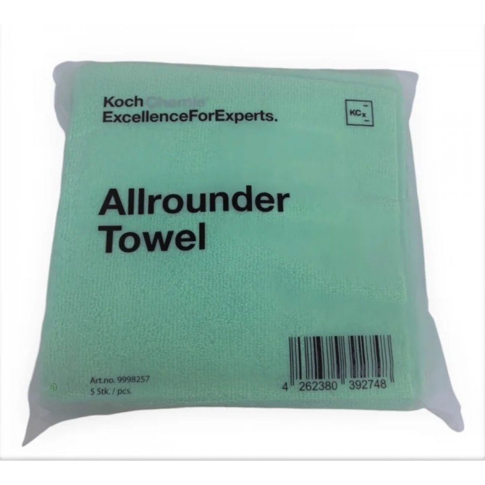 Laveta microfibra Koch Chemie KCX Allrounder Towel, verde, 40x40cm, fără margin, set 5 buc