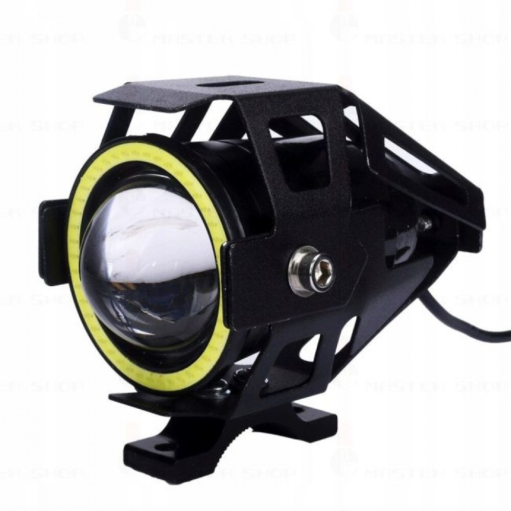 Proiector LED cu Lupa, Angel Eye ALB si Devil Eye RED, alimentare 12V, pentru Off-Road, ATV, SSV, UTV